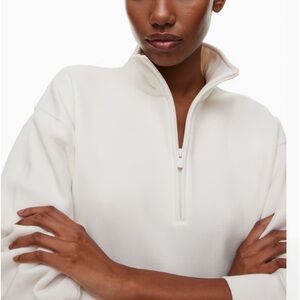 Aritiza White Cozy Fleece Boyfriend 1/2 Zip Sweatshirt Size XL like new!